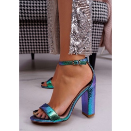 SEA Dámské sandály na vysokém podpatku s duhovým zeleným bipperem vícebarevný zelená 1 SEA Dámské sandály na vysokém podpatku s duhovým zeleným bipperem vícebarevný zelená 1
