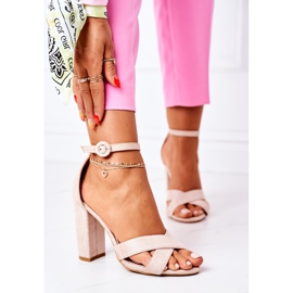 PS1 Dámské sandály na podpatku semišová béžová Telmen béžový 2