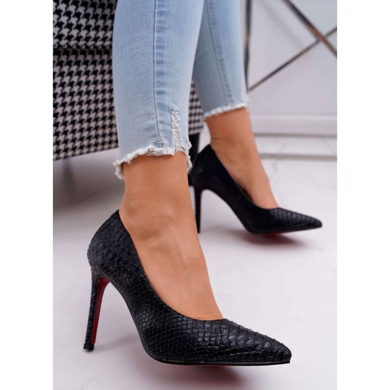 Lu Boo Black Snake Skin Stilettos SnakeDream černý 1