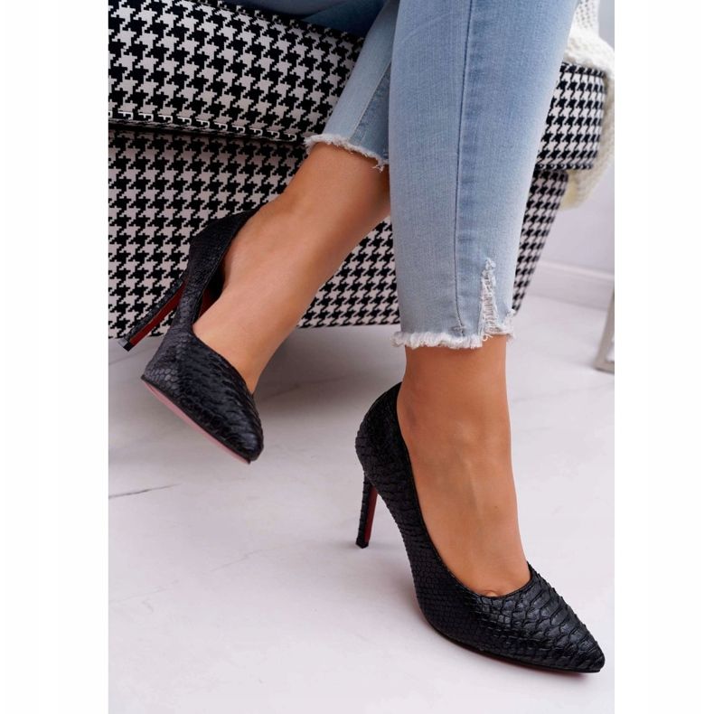 Lu Boo Black Snake Skin Stilettos SnakeDream černá 2