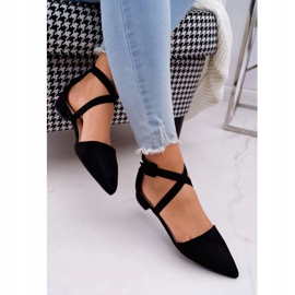 PS1 Dámské semišové balerínky v Spitz Black Vontare černá 1