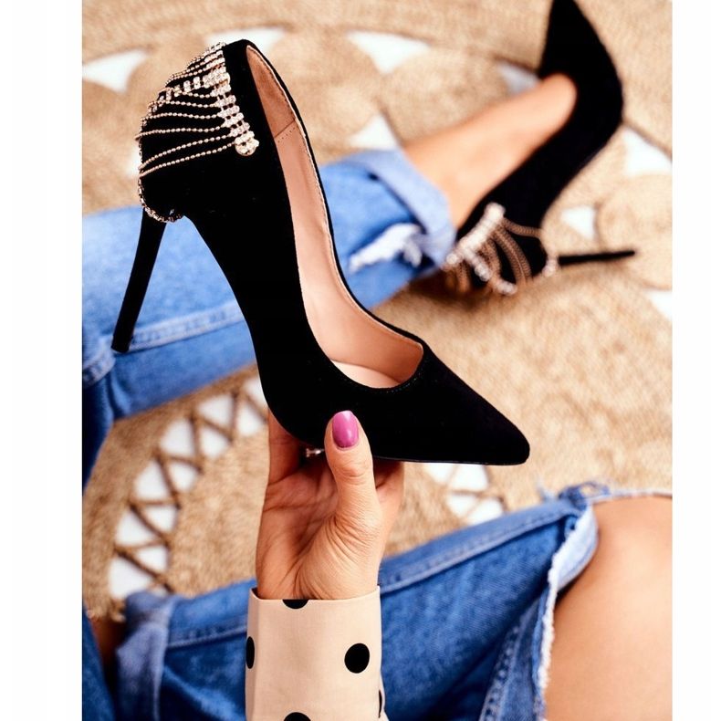 Dámské černé lodičky na semišové párty Pacardo černá 1 Dámské černé lodičky na semišové párty Pacardo černá 1