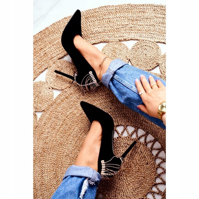 Dámské černé lodičky na semišové párty Pacardo černá 2 Dámské černé lodičky na semišové párty Pacardo černá 2