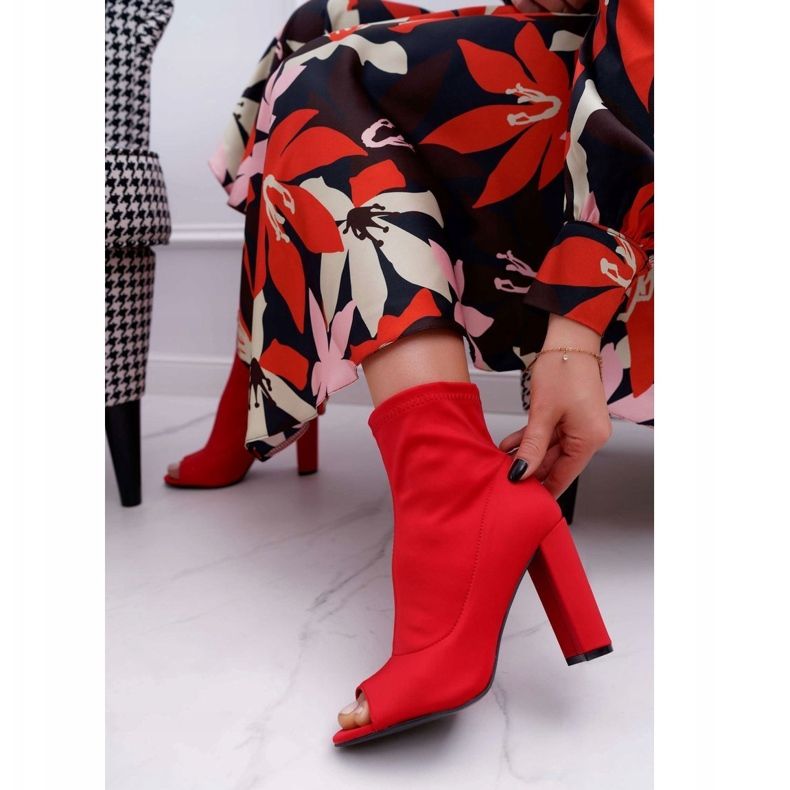 PS1 Dámské kotníkové boty Lycra s otevřenými prsty nejprve červené 1