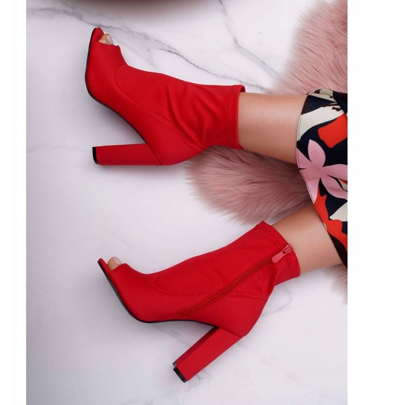 PS1 Dámské kotníkové boty Lycra s otevřenými prsty nejprve červené 2