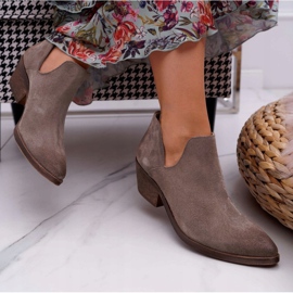 Nicole Dámské jarní kožené cappuccino boty Anabella béžový 2