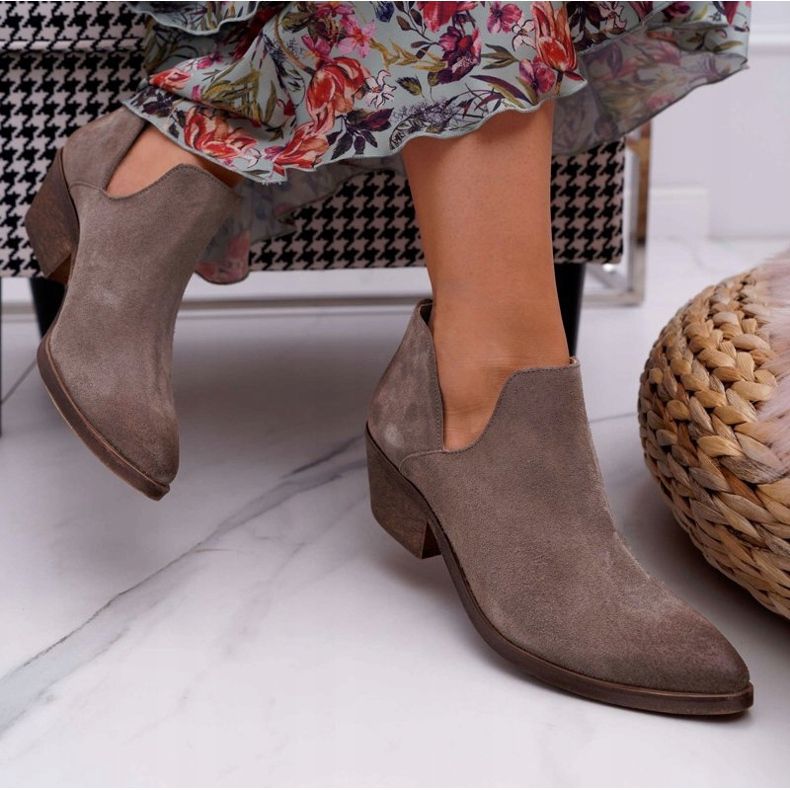 Nicole Dámské jarní kožené cappuccino boty Anabella béžový 2