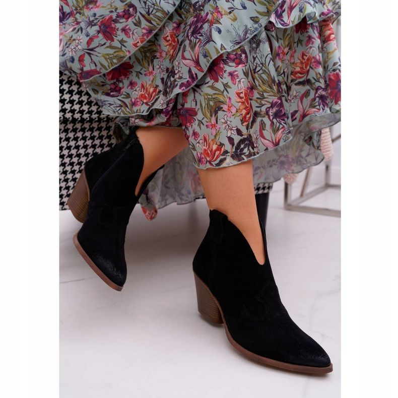 Nicole Dámské černé kožené boty na podpatku Chavai černá 2