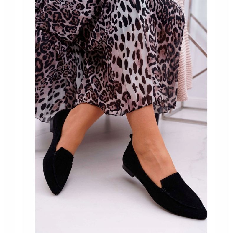 Nicole Dámské mokasíny semišové kožené mokasíny černé Homny černá 2