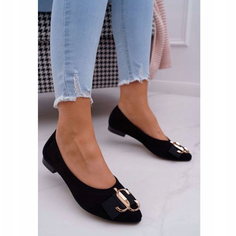 Nicole Dámské černé semišové balerínky Portes černá 2