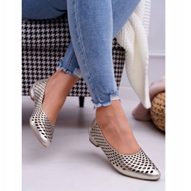 Exquisite Dámské zlaté kožené balerínky Exkluzivní 1107/1 zlatý 2