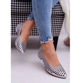 Dámské balerínky Stříbrná kůže Exquisite 1107/1 šedá 2