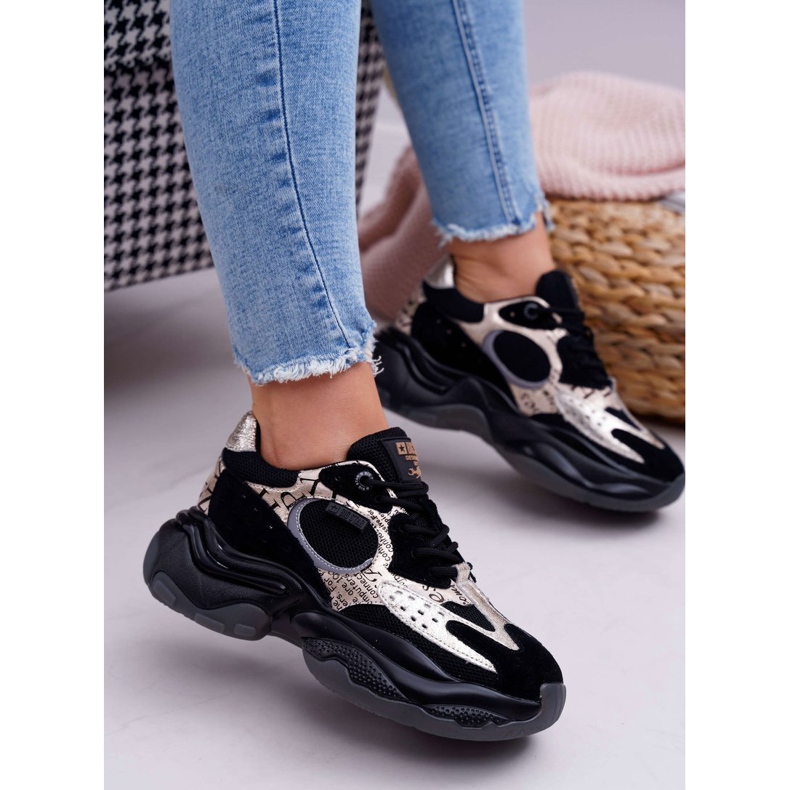 Dámské sportovní boty Big Star od Daniel Lopez černé a zlaté FF274A524 černá žlutá 1