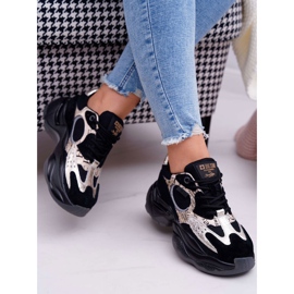 Dámské sportovní boty Big Star od Daniel Lopez černé a zlaté FF274A524 černá žlutá 2