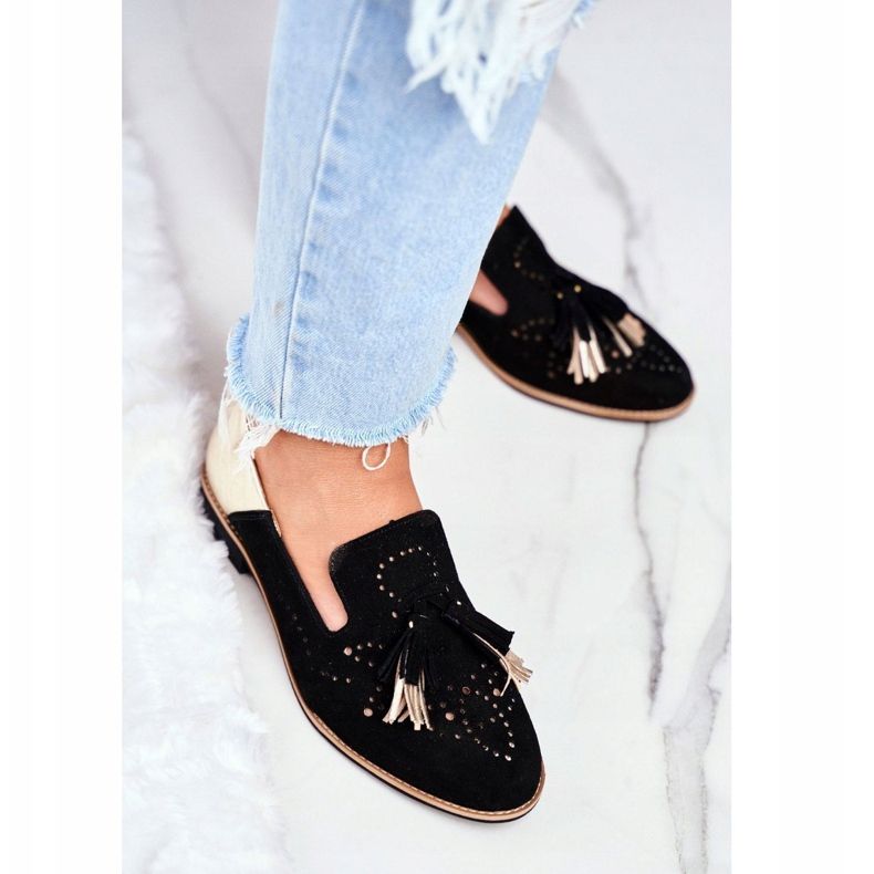 Dámské kožené mokasíny Brogues Maciejka černé 04484-01 / 00-5 černý 1