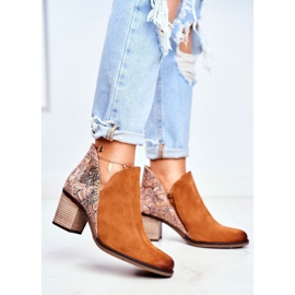 Dámské kozačky na podpatku Maciejka jarní kůže červená 04492-29 hnědý 1 Dámské kozačky na podpatku Maciejka jarní kůže červená 04492-29 hnědý 1