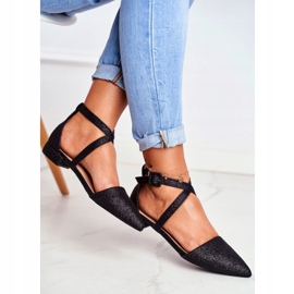 PS1 Dámské třpytivé balerínky v Spitz Black Vontare černý 2