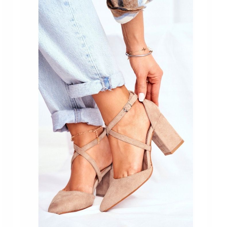 PS1 Dámské lodičky na podpatku v béžové dopravě Spitz béžový 1