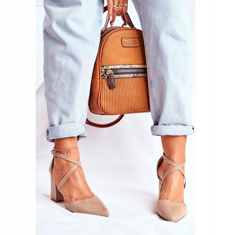 PS1 Dámské lodičky na podpatku v béžové dopravě Spitz béžový 2