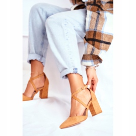 PS1 Dámské lodičky na podpatku v provozu Spitz Camel hnědý 2