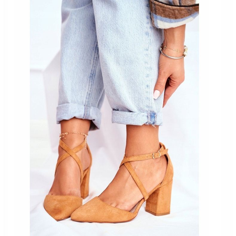 PS1 Dámské lodičky na podpatku v provozu Spitz Camel hnědý 1