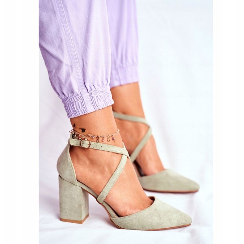 PS1 Dámské lodičky na podpatku se špiclovým zeleným provozem vícebarevný zelená 2