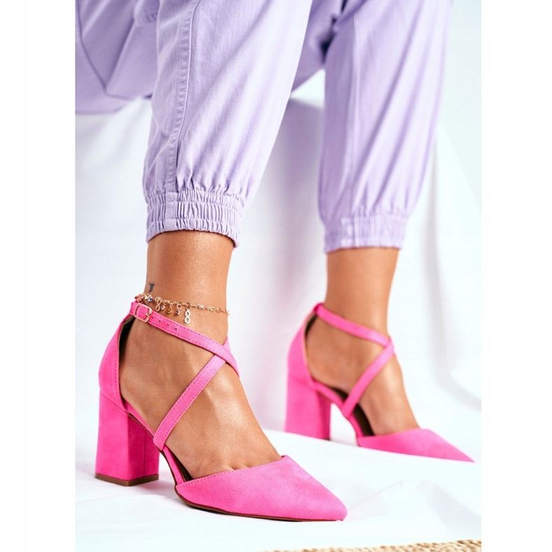 PS1 Dámské lodičky na podpatku v růžovém neonovém provozu Spitz růžový 1