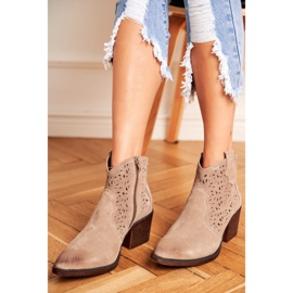 S.Barski Dámské boty Kožené béžové Barski 12622-21 béžový 2