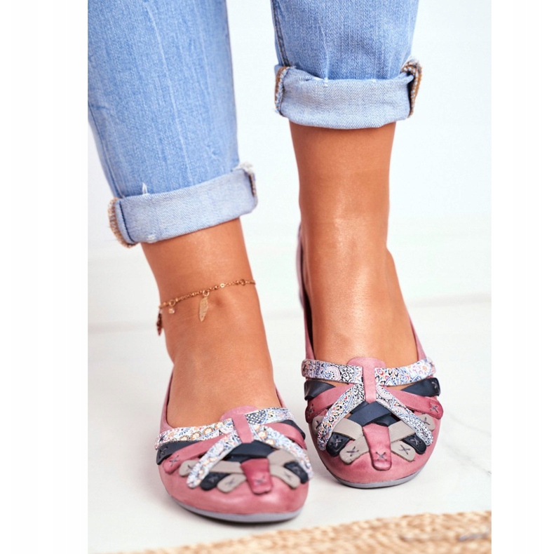 Dámské balerínky Maciejka kožené růžové 01358 růžový 2