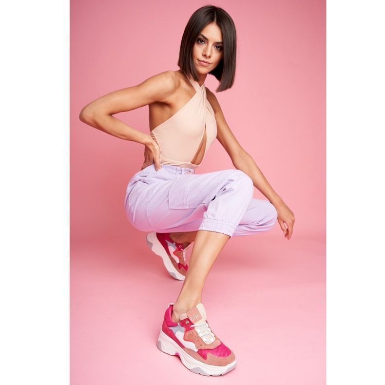 Dámské sportovní kožené boty GOE Pink FF2N3010 bílý růžový 1