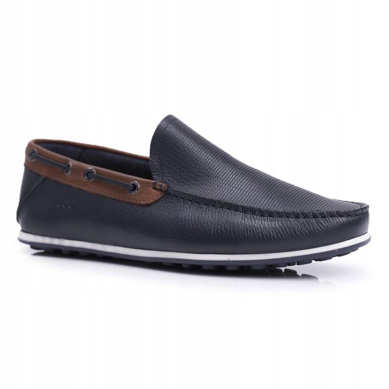 Pánské mokasíny GOE Navy Blue Leather FF1N3051 námořnická modř 1