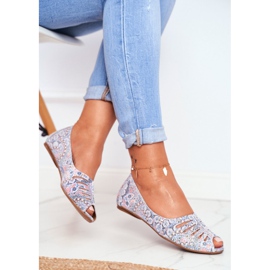 Dámské balerínky Maciejka kůže bílá a modrá se vzory 03497-13 bílý modrý vícebarevný 2 Dámské balerínky Maciejka kůže bílá a modrá se vzory 03497-13 bílý modrý vícebarevný 2