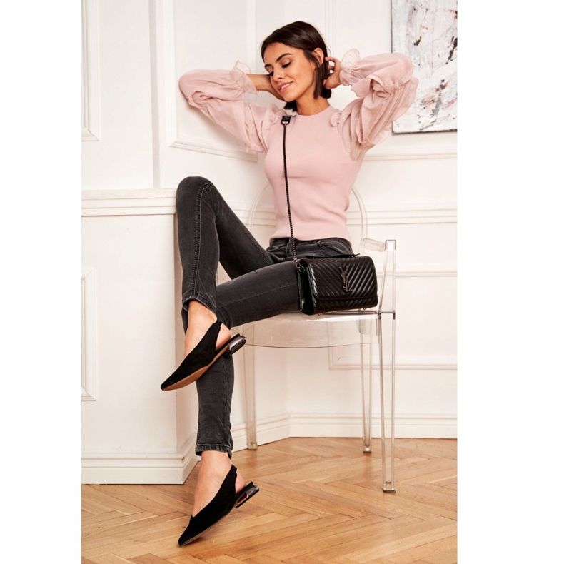 Dámské baleríny Laura Messi Leather Black 2127 černý 1