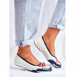 EVE Dámské bílé a červené prolamované baleríny Erdola bílý námořnická modrá 2