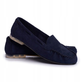 Dámské mokasíny Sergio Leone Suede Navy Blue MK722 námořnická modrá 1