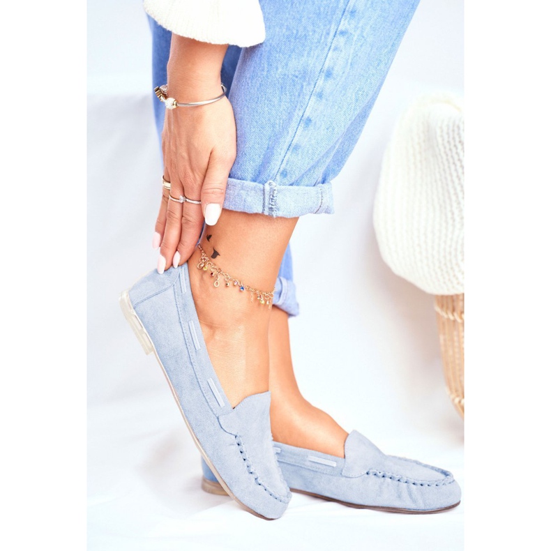 Dámské mokasíny Sergio Leone Suede Blue MK722 modrý 1