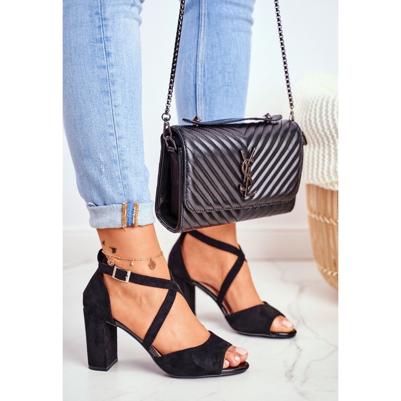 Dámské sandály na vysokém podpatku Sergio Leone černé SK865 černá 1