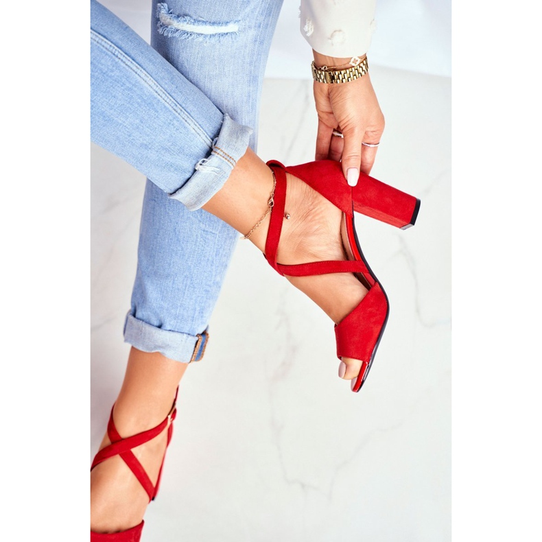 Dámské sandály na vysokém podpatku Sergio Leone Red SK865 červené 1