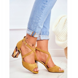 Dámské sandály na vysokém podpatku Sergio Leone Yellow SK865 žlutá 1
