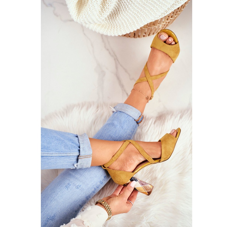 Dámské sandály na vysokém podpatku Sergio Leone Yellow SK865 žlutá 2 Dámské sandály na vysokém podpatku Sergio Leone Yellow SK865 žlutá 2