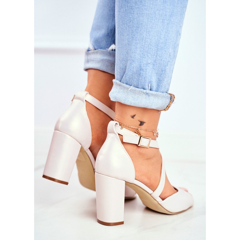 Dámské sandály na vysokém podpatku Sergio Leone Beige Pearl SK865 béžový 2