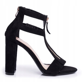 PS1 Dámské sandály na podpatku semišové černé Folly černá 1