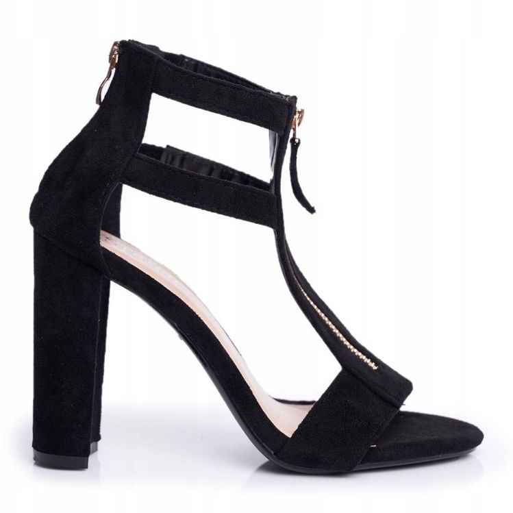 PS1 Dámské sandály na podpatku semišové černé Folly černá 1