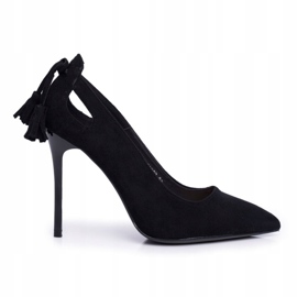 PS1 Dámské semišové jehlové podpatky se špicem v černé barvě černá 1