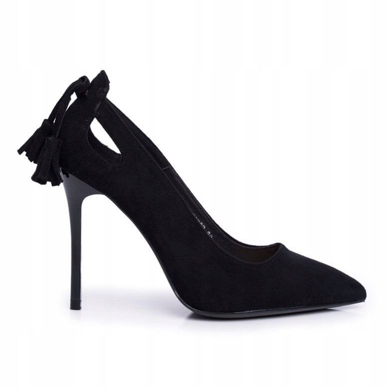 PS1 Dámské semišové jehlové podpatky se špicem v černé barvě černá 1
