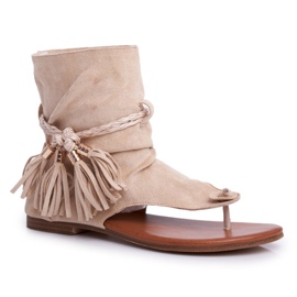 SEA Dámské sandály žabky se stopkou béžové SL1011 Madrit béžový 2