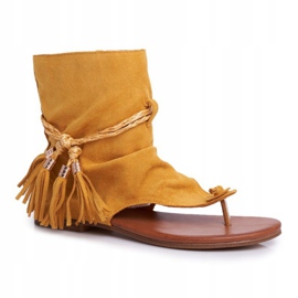 PS1 Dámské sandály žabky se stopkou žluté SL1011 Madrit žlutá 1