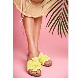 PS1 Dámské pantofle na korkových mašlích Neonově žlutá mašle 2 PS1 Dámské pantofle na korkových mašlích Neonově žlutá mašle 2