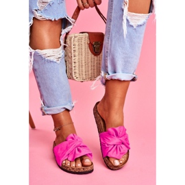 PS1 Dámské pantofle na korkových mašlích Fuchsia Felis růžový 1