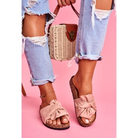 SEA Dámské pantofle na korkových mašlích Pink Felis růžový 2